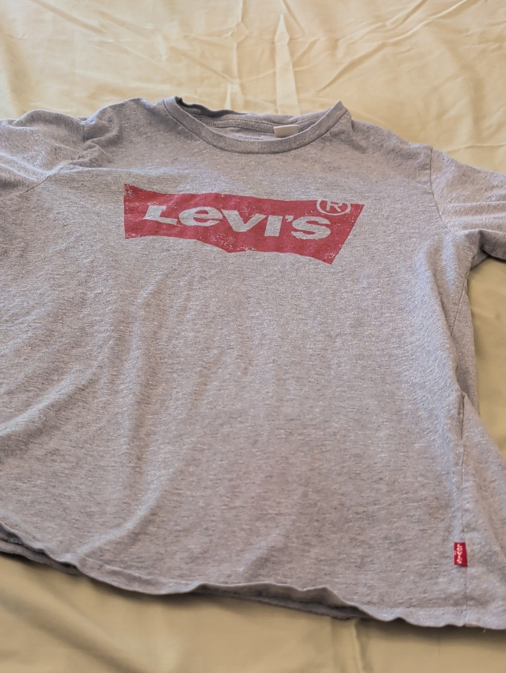 Levi's Light Gray Short Sleeve Tee with Red Logo